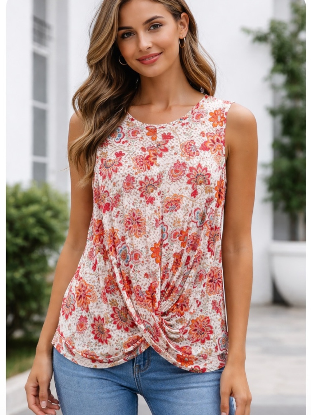 J. Jill Love Linen Paisley Sleeveless Tank Top Womens 1X Floral 100% Linen